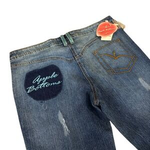 y2k Apple Bottoms by Nelly Blue Distressed Stud Bootcut Lowrise Jeans NWT S/M
